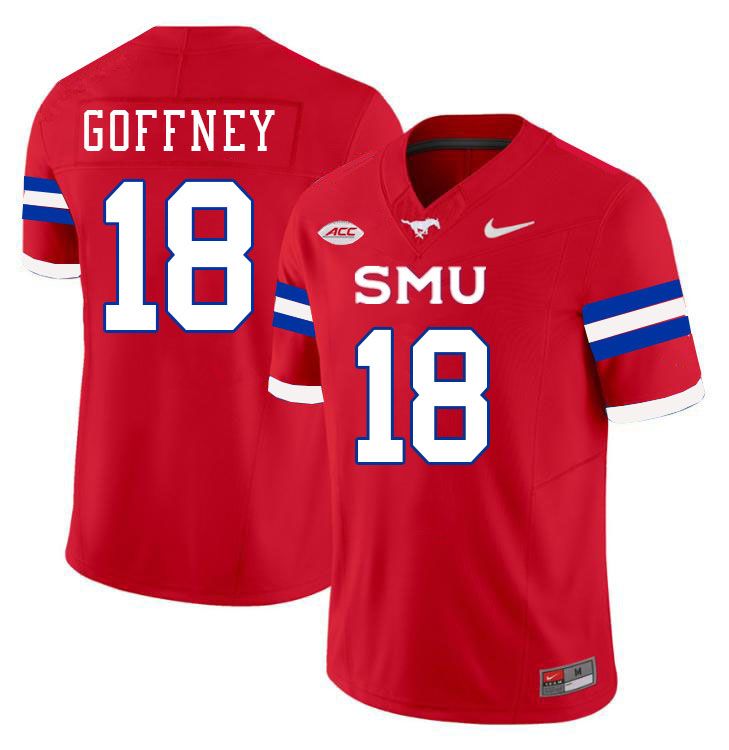 SMU Mustangs #18 Dylan Goffney Jersey College Football Uniforms-Red